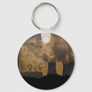 Industry polluting the atmosphere key ring
