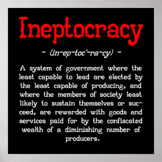 Ineptocracy Definition Poster (small 16"X16")
