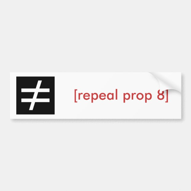 inequality/repeal prop 8 bumper sticker (Front)