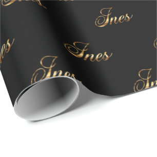 Ines gold Design Lettering Geschenkpapier Wrapping Paper