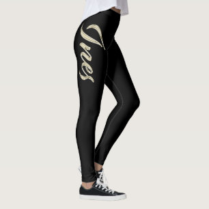 Ines white gold Handwriting trousers Leggings