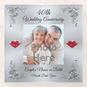 Inexpensive 40th Anniversary Gift Ideas, Custom Glass Coaster