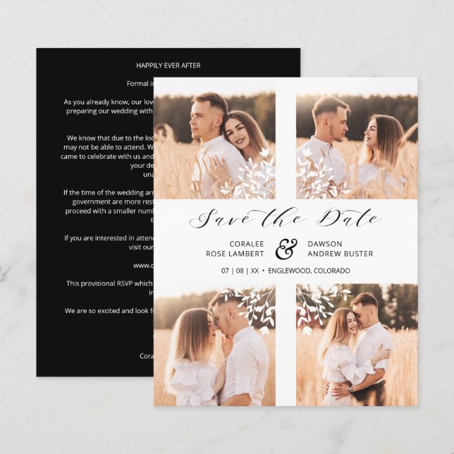 Inexpensive 4 Photos Collage Minimalist Branches (Front/Back)