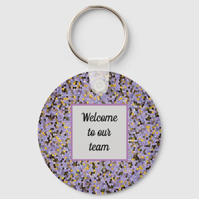 Inexpensive Business Team Welcome Mosaic Purple Key Ring (Front)