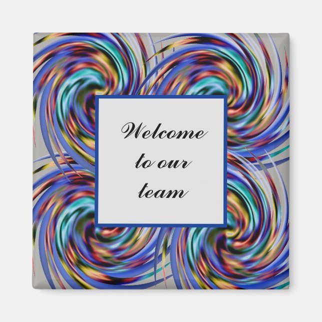 Inexpensive Business Team Welcome Token Blue Grey Magnet (Front)