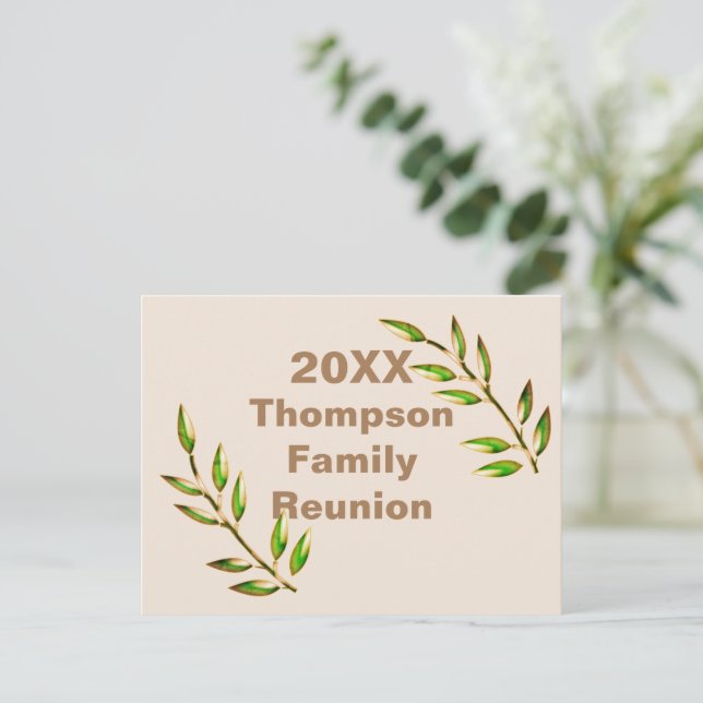 Inexpensive Family Reunion Announcement Invite Postcard (Standing Front)