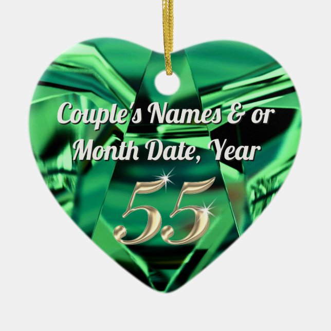 Inexpensive, Personalised 55th Anniversary Gifts Ceramic Tree Decoration (Front)