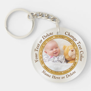 Inexpensive Personalised Keyrings Photo and Text