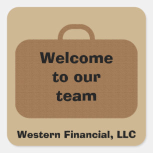 Inexpensive Welcome to Our Team Brown Briefcase Square Sticker