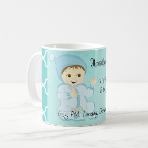 Infant Baby Boy in Blue with Flowers Coffee Mug
