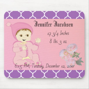 Infant Baby Girl in Pink with Flowers Mouse Pad