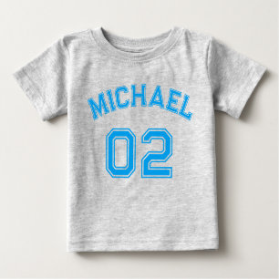 Infant Boy Blue Name Jersey Number Sports Cotton Baby T-Shirt