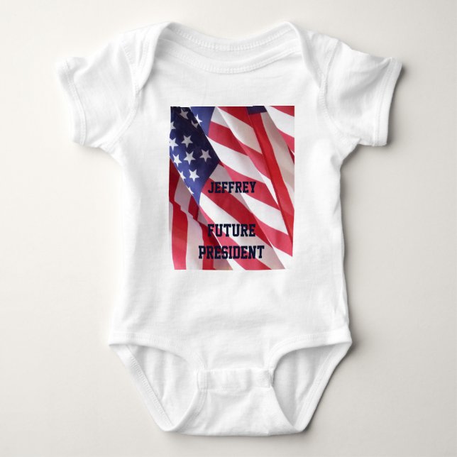 Infant Creeper, Flags, Future President Baby Bodysuit (Front)
