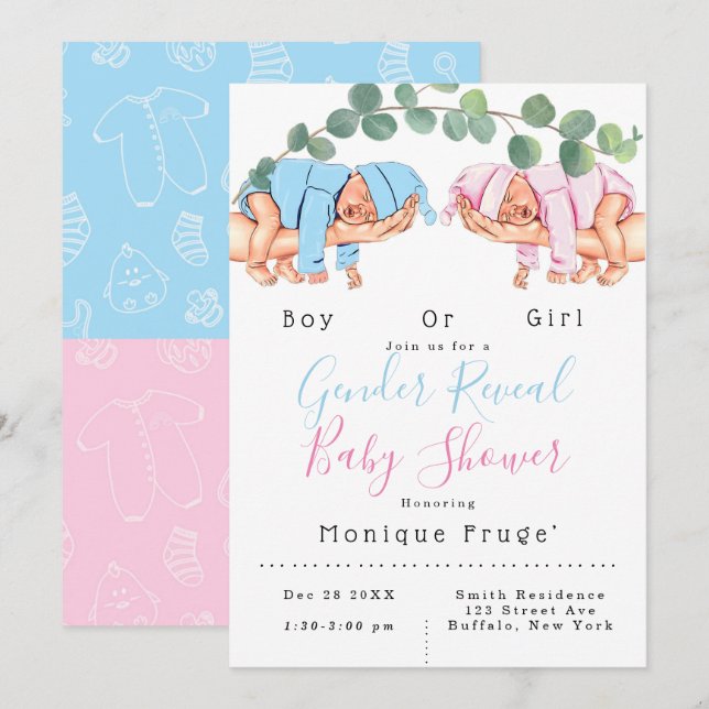 Infant Girl Boy Mummy’s Arm Gender Reveal  Invitat Invitation (Front/Back)