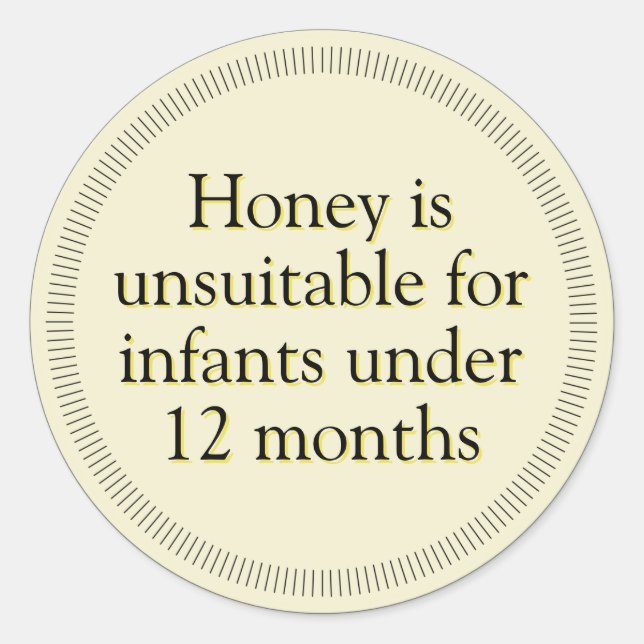 Infant Honey Warning Antique White Stickers (Front)