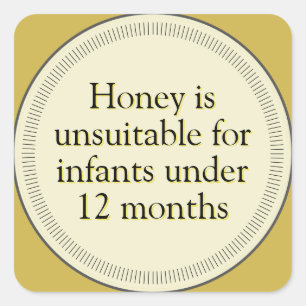 Infant Honey Warning Gold Square Sticker