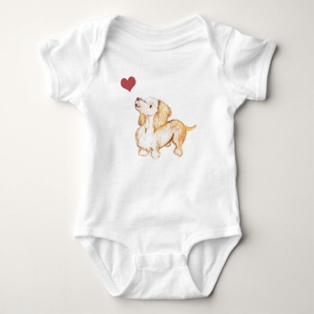 infant I love dachshunds winnie the dachshund Baby Bodysuit (Front)