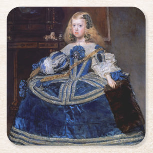 Infanta Margarita Teresa Blue Dress, Velazquez Square Paper Coaster