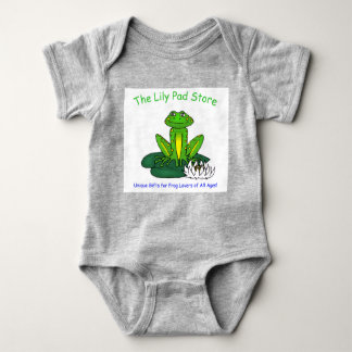 Infant's Frog on a Lily Pad Gray Bodysuit