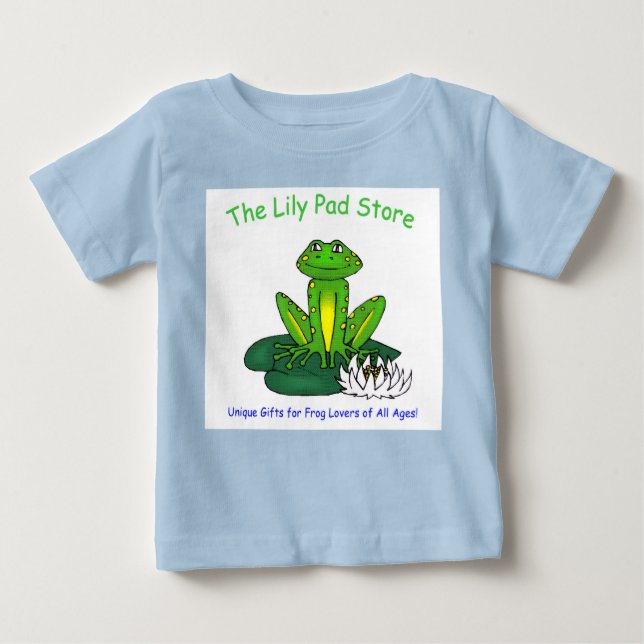 Infant's Frog on a Lily Pad White on Blue T-Shirt (Front)