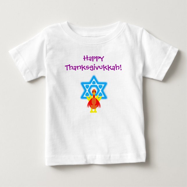 Infants Thanksgivukkah Funny Turkeys Tshirt (Front)