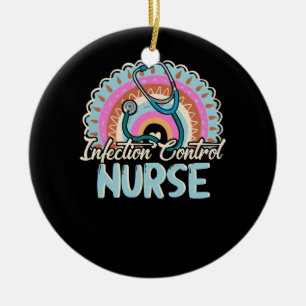 Infection Control Nurse Rainbow Retro Style Rainbo Ceramic Tree Decoration