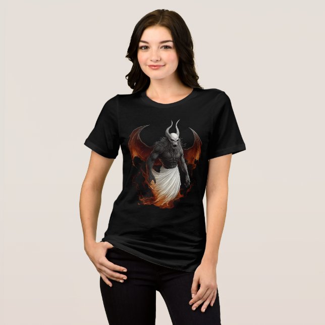 Infernal Demon in White Wrath Robe Tri-Blend Shirt (Front Full)