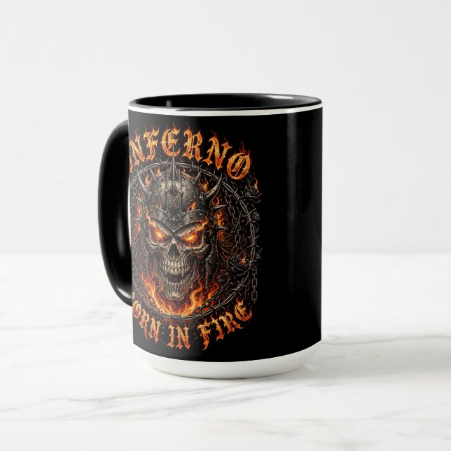 Inferno Born In Fire,Fiery Demon Skull  Mug (Front Left)