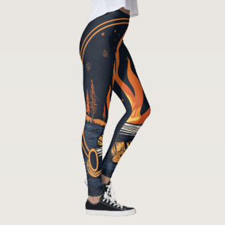 "Inferno Chic: Girls' Leggings with Fire Design"