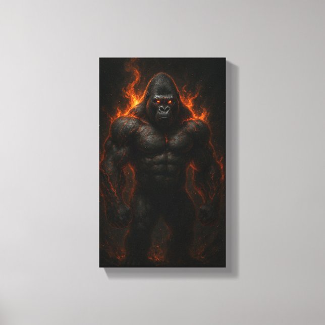 Inferno Gorilla: Unleash the Beast Within Canvas Print (Front)