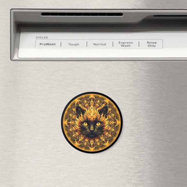 Inferno Kitty Mandala Magnet (In Situ (Dishwasher))