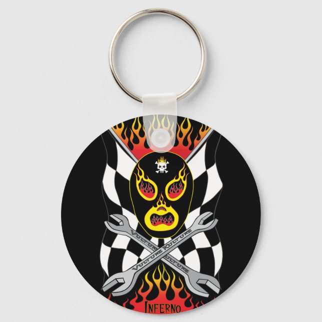 Inferno Luchador Mexican Wrestler Keychain (Front)