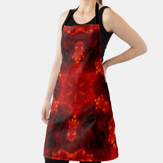 Inferno Nexus – Fiery Kaleidoscope Art Apron (Insitu)
