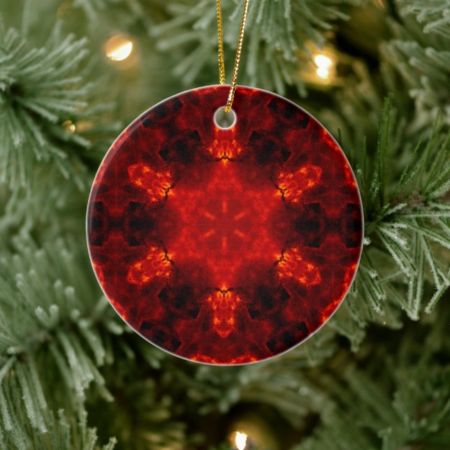 Inferno Nexus – Fiery Kaleidoscope Art Ceramic Tree Decoration (Tree)