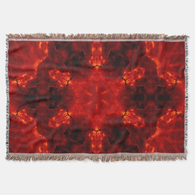 Inferno Nexus – Fiery Kaleidoscope Art Throw Blanket (Front)