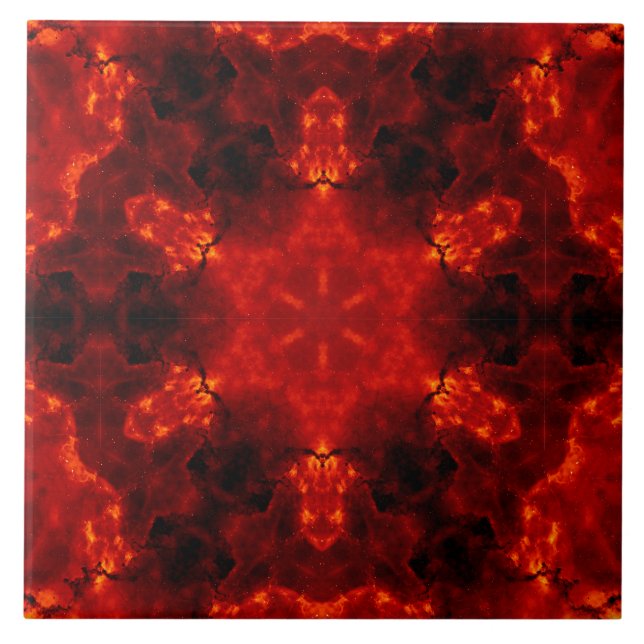 Inferno Nexus – Fiery Kaleidoscope Art Tile (Front)