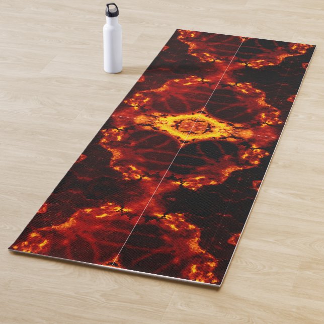 Inferno Nexus – Fiery Kaleidoscope Art Yoga Mat (In Situ)