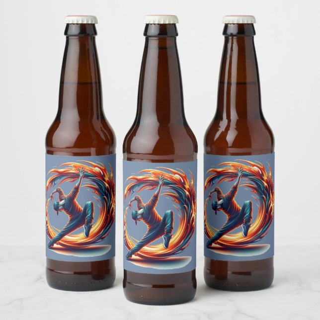 Inferno Spin - Ignite the spirit of Breakdance Beer Bottle Label (Bottles)