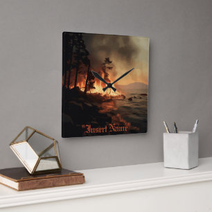 Inferno Square Wall Clock