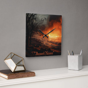 Inferno Square Wall Clock
