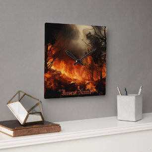 Inferno Square Wall Clock