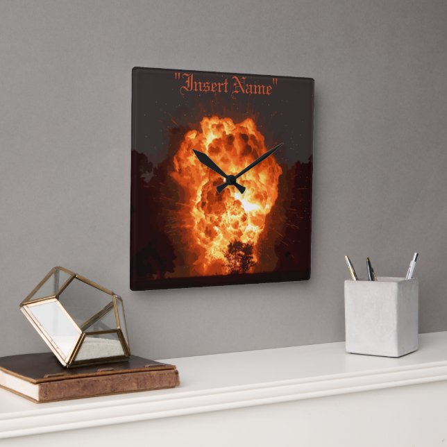 Inferno Square Wall Clock (Office)
