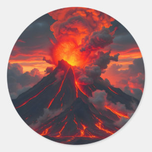 Inferno Summit – Volcanic Fantasy Landscape Classic Round Sticker