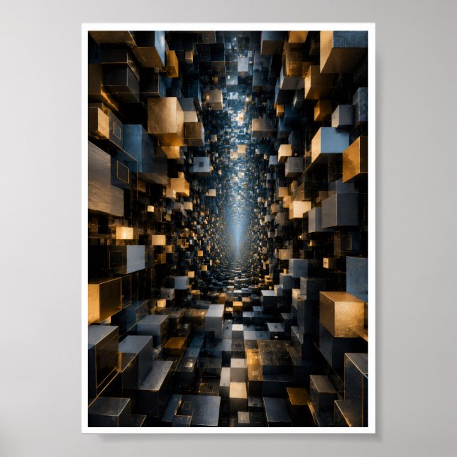 Infinite 3D Cube Tunnel Wall Art (Front)