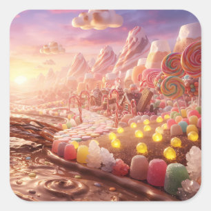 infinite Candy World and Chocolate River & Gumdrop Square Sticker