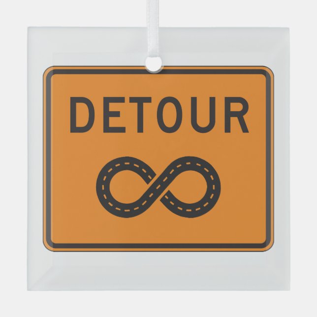 Infinite Detours Sign Cycling Glass Tree Decoration (Front)