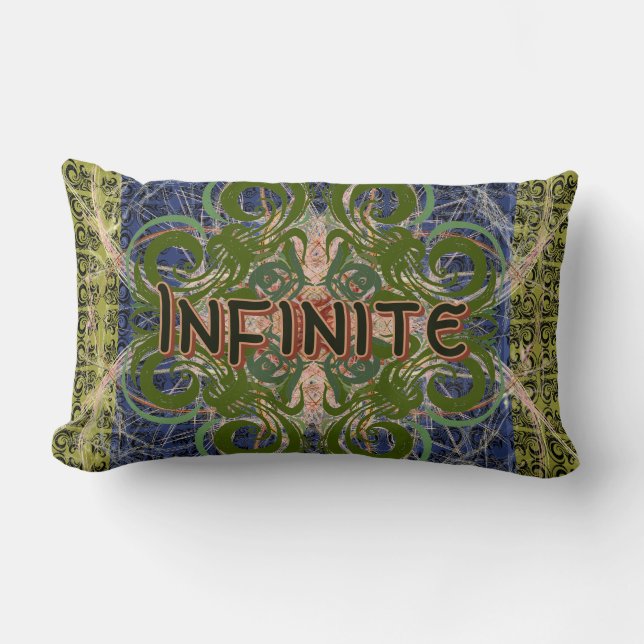 Infinite - Green Abstract by Alexandra Cook Lumbar Cushion (Front)