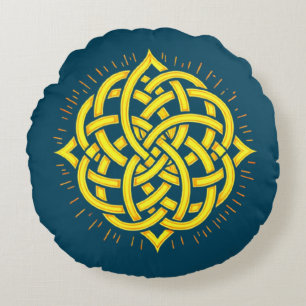 Infinite Harmony: Sacred Mandala Celtic Symbol Art Round Cushion