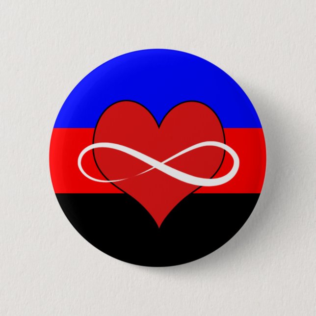 Infinite Heart with Flag 6 Cm Round Badge (Front)