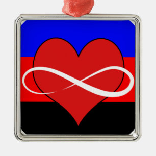 Infinite Heart with Flag Metal Tree Decoration